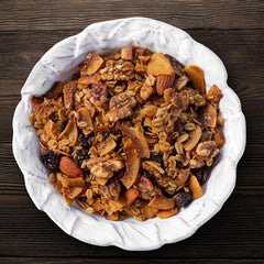 NutHouse! Granola serving-bowl demonstrates versatile topping with yogurt and fruit.