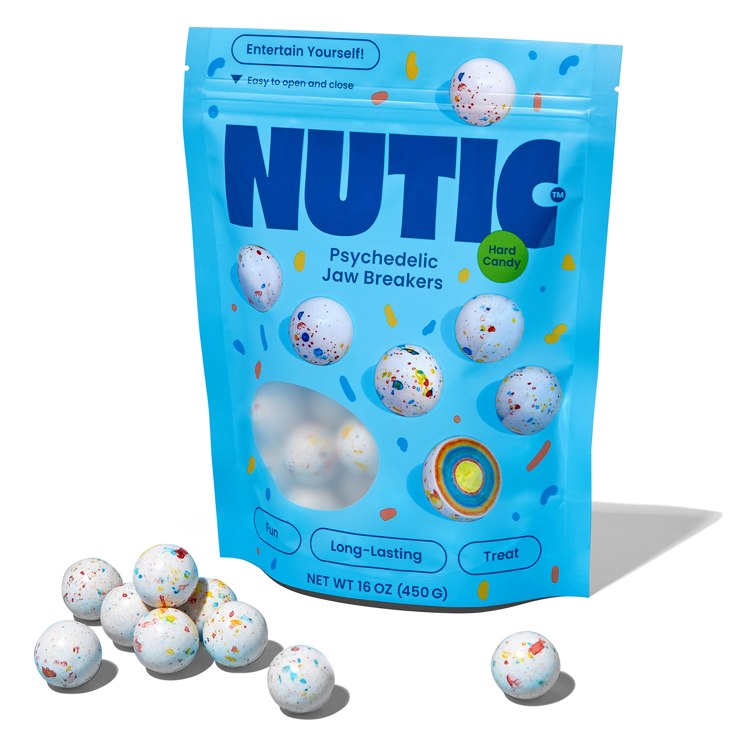 Nutic giant 1-inch jawbreakers for slow munching and display.