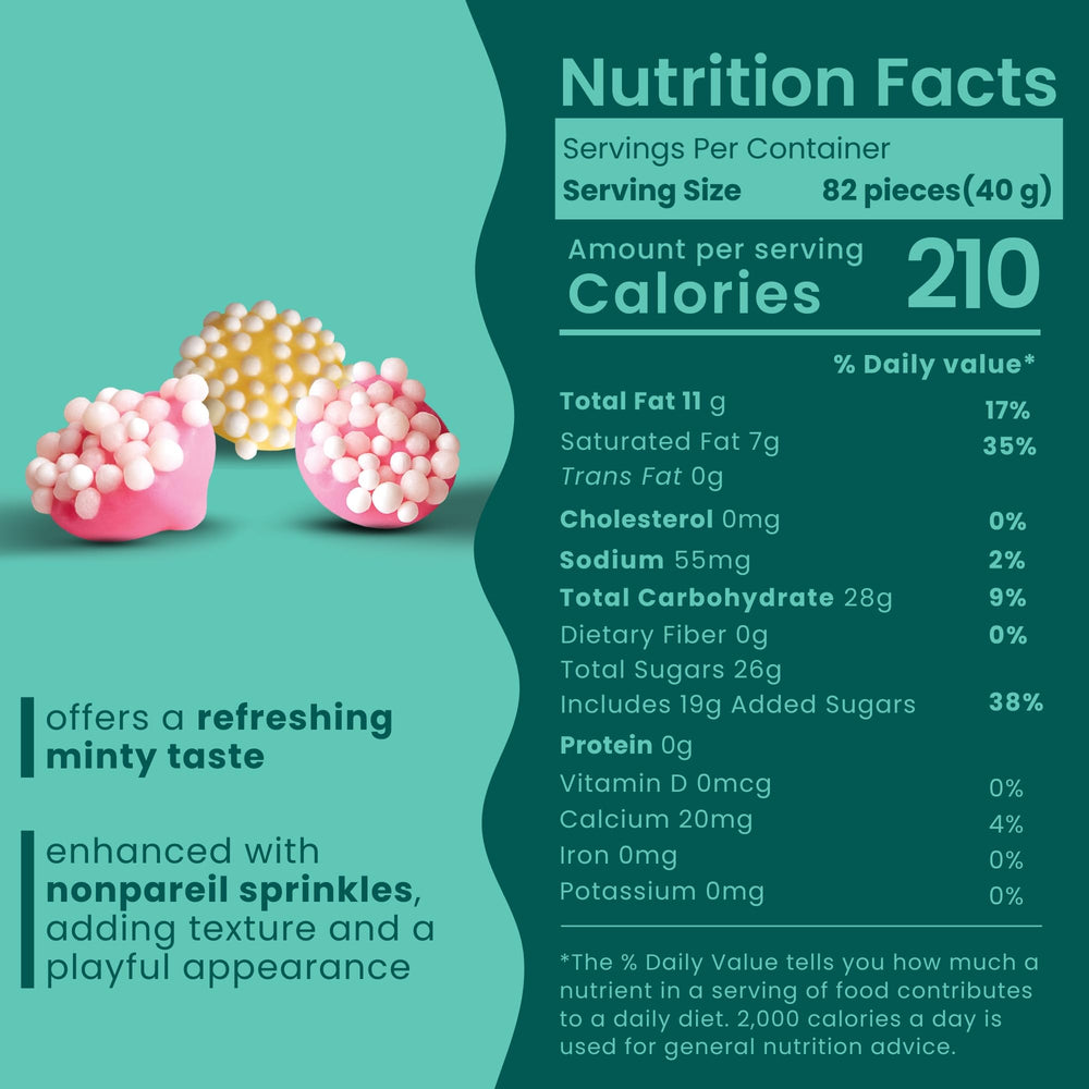 Nutic mint nonpareils closeup shows pastel colors perfect for treats trays