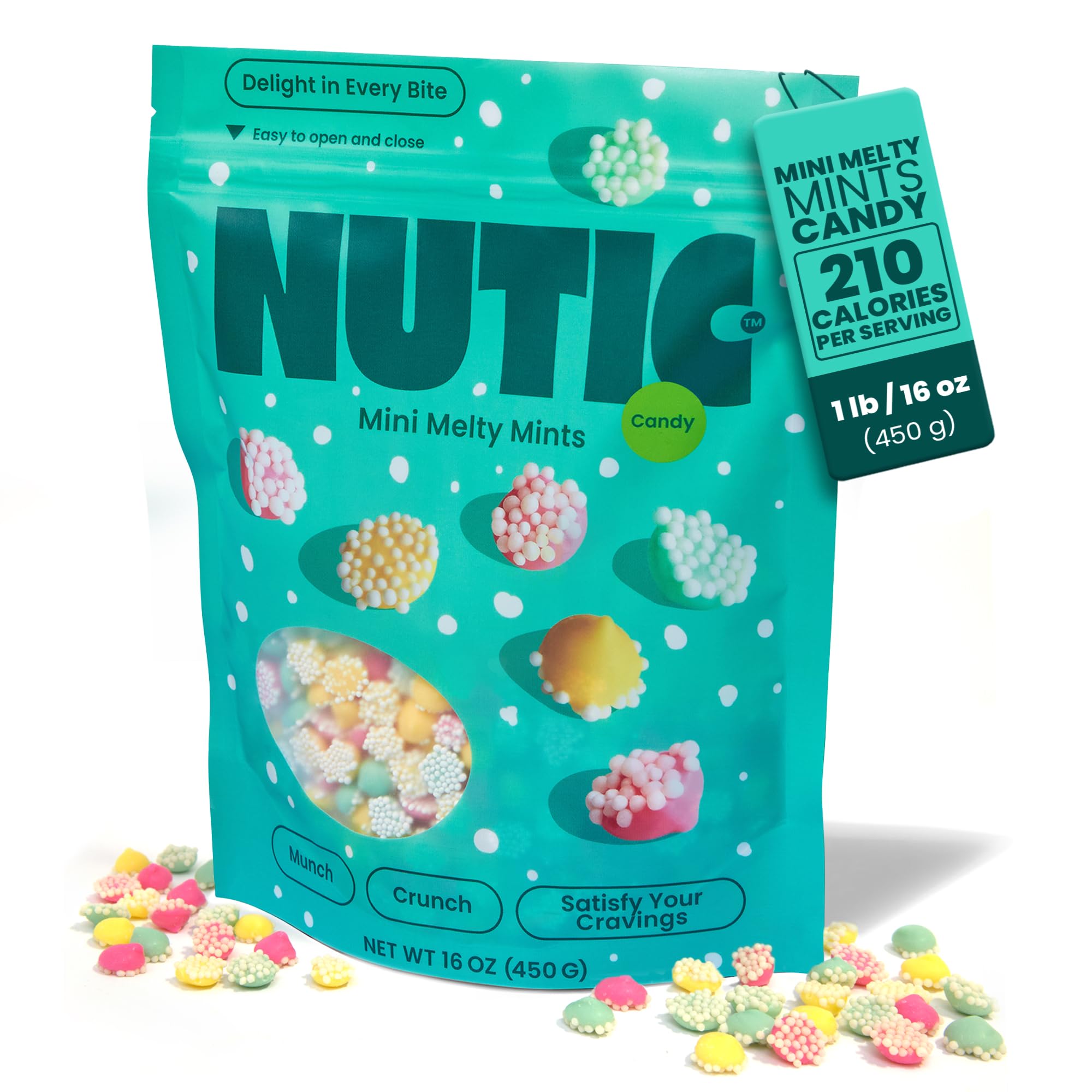 Nutic mini mints unwrap packaging shows convenient one-pound bag for sharing