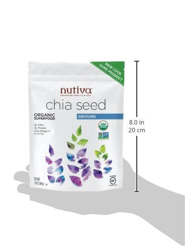 Nutiva chia seeds on salad for texture and satiety.