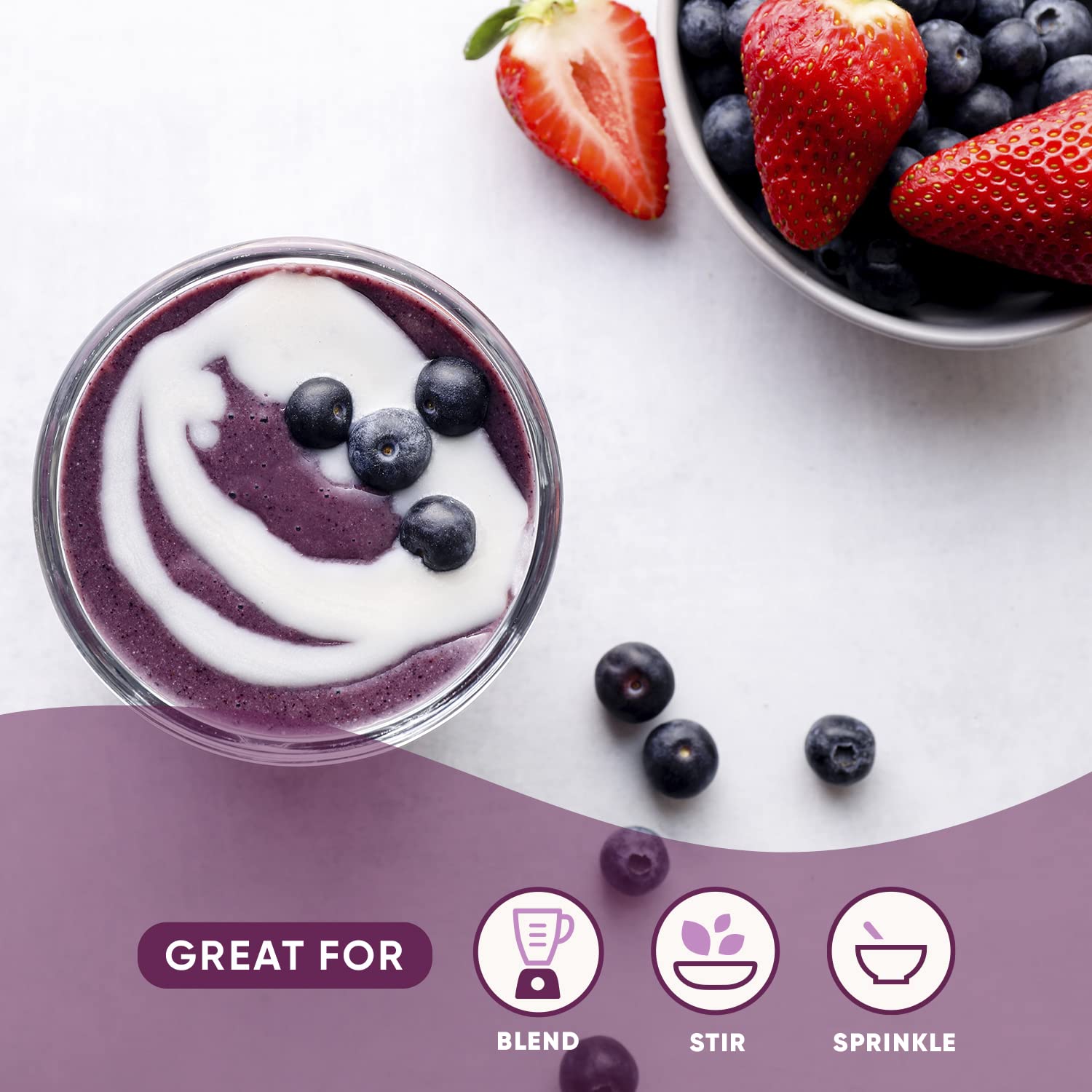 Nutiva chia seeds poured into smoothie for nutrient-dense thickener.
