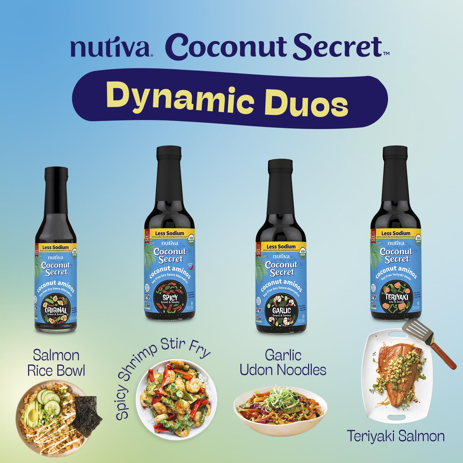 Nutiva Coconut Aminos pouring over a sushi plate for dipping flavor.