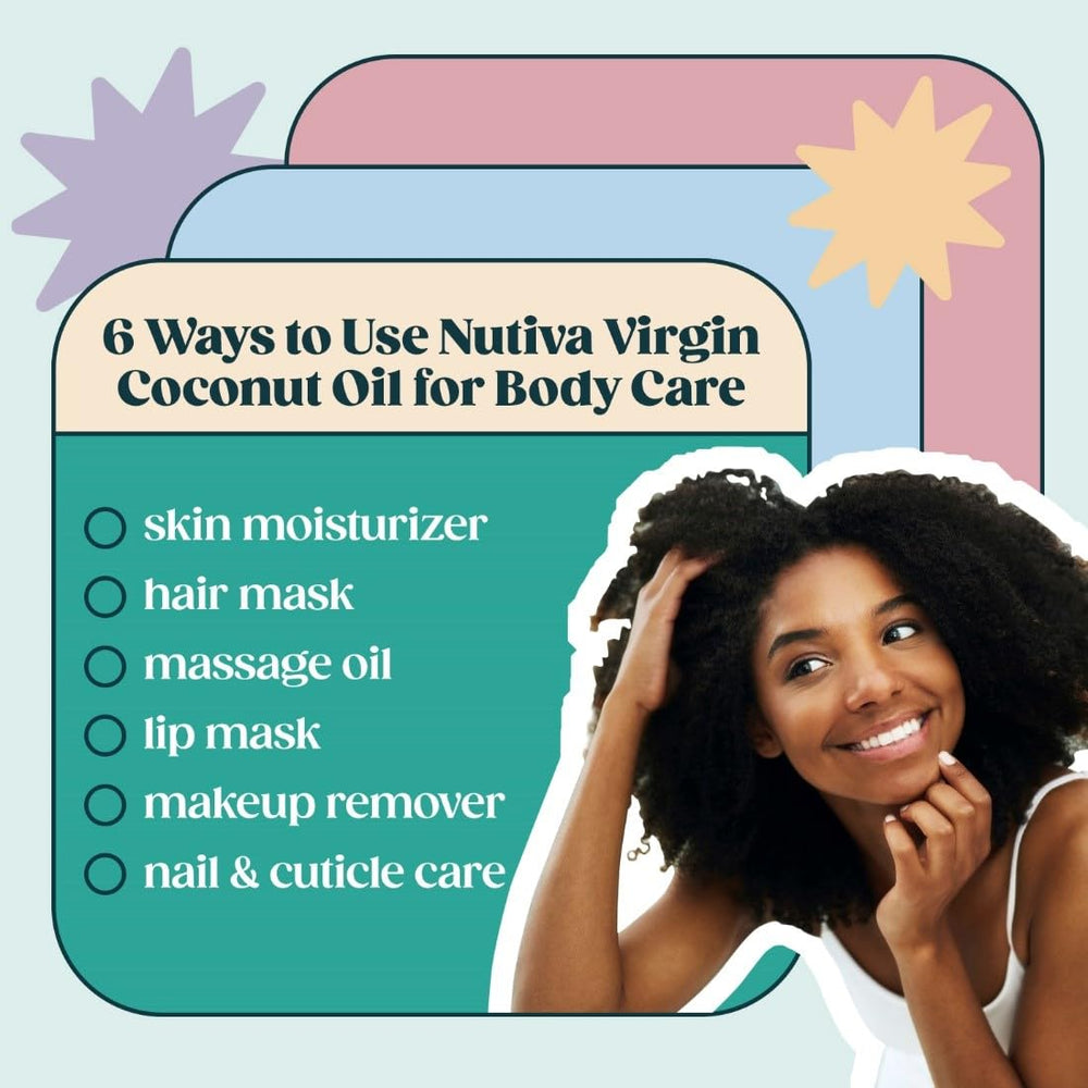 Nutiva coconut oil used as a natural skin moisturizer.