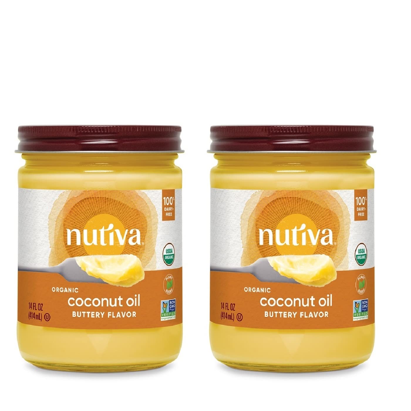 Nutiva coconut oil butter flavor bottle for easy butter-like cooking
