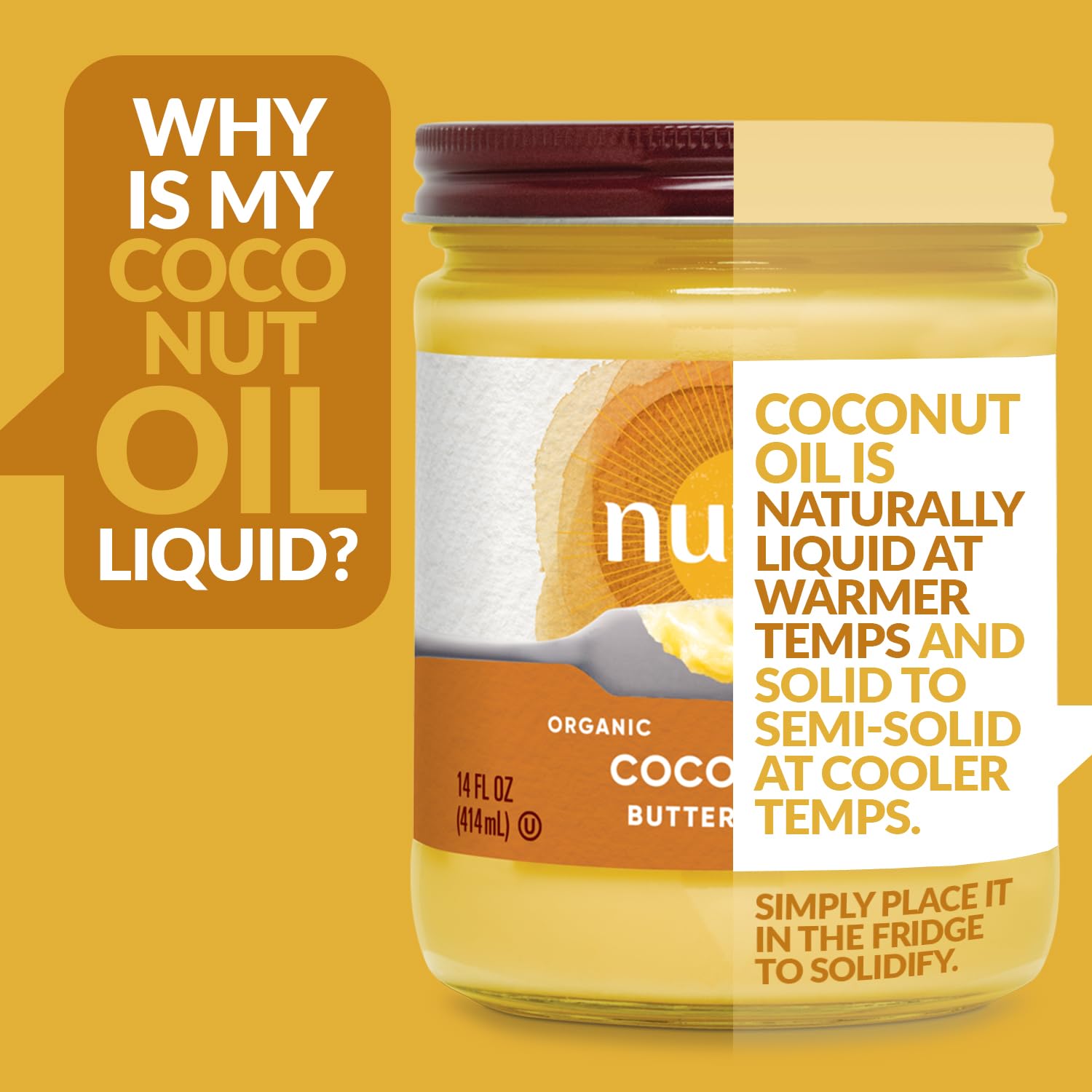 Nutiva coconut oil with butter flavor packaging; eco-friendly design.