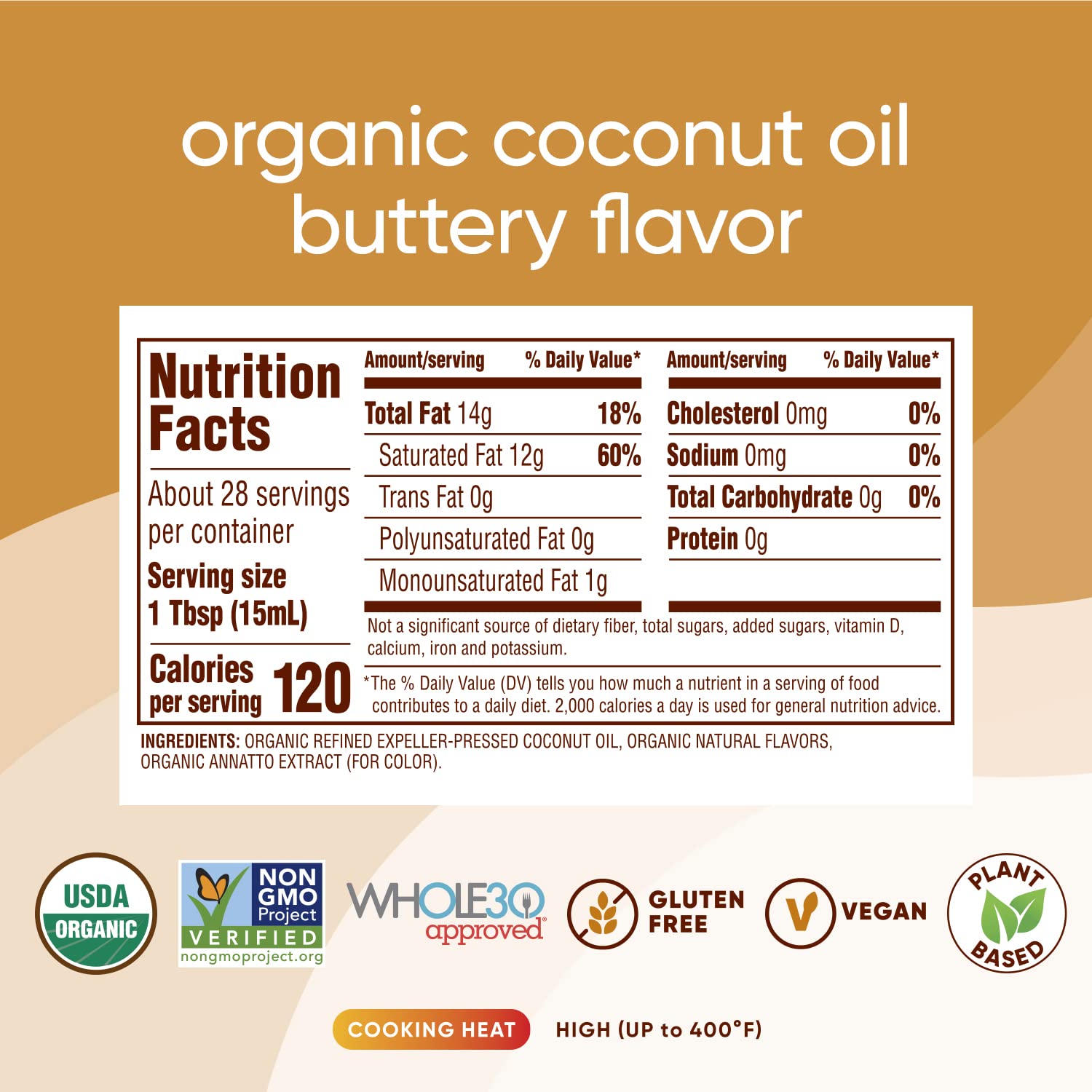 Nutiva coconut oil butter flavor pour shows smooth dairy-free melt for cooking