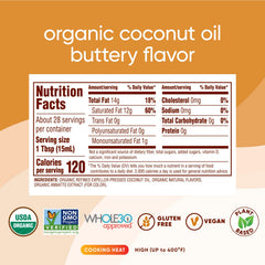 Nutiva coconut oil butter flavor pour shows smooth dairy-free melt for cooking
