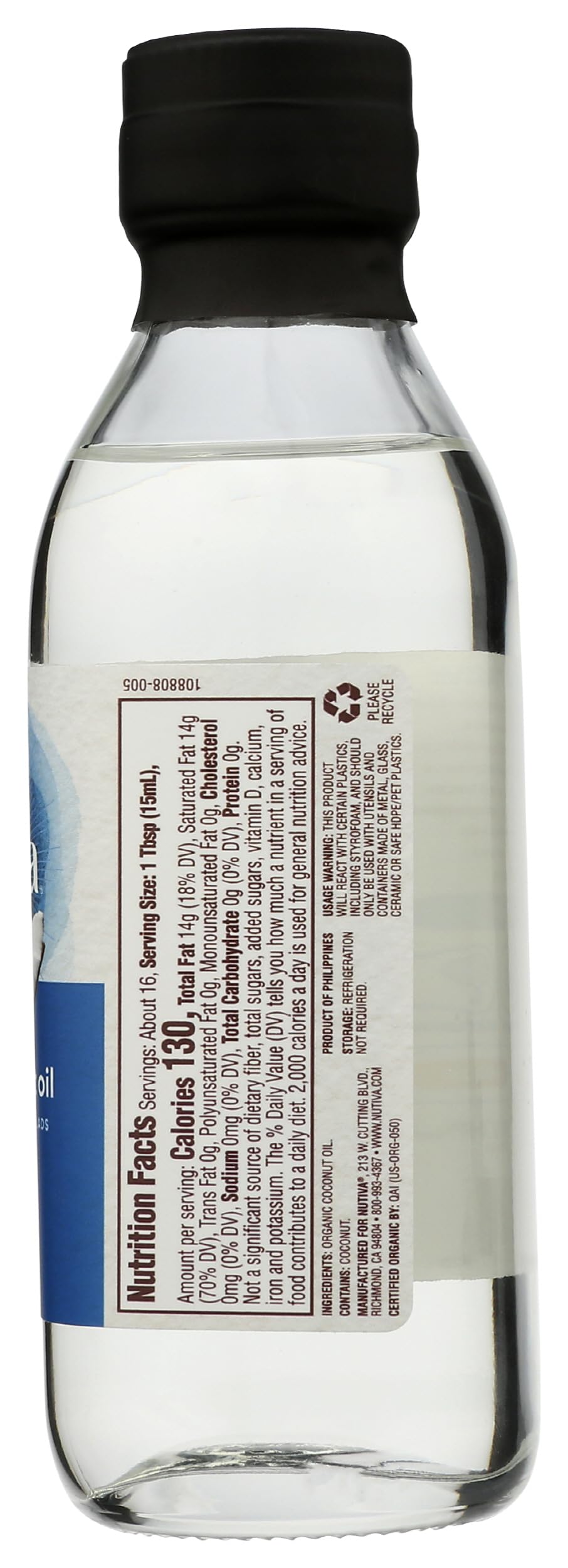 Nutiva coconut oil used as eye makeup remover with gentle action.