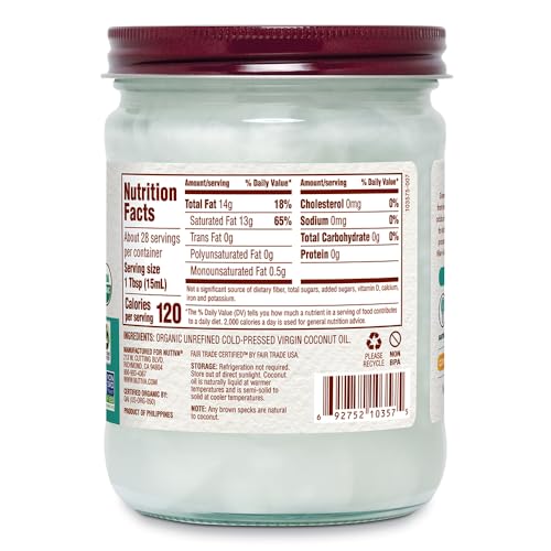Nutiva coconut oil jar on pantry shelf ready for daily use.