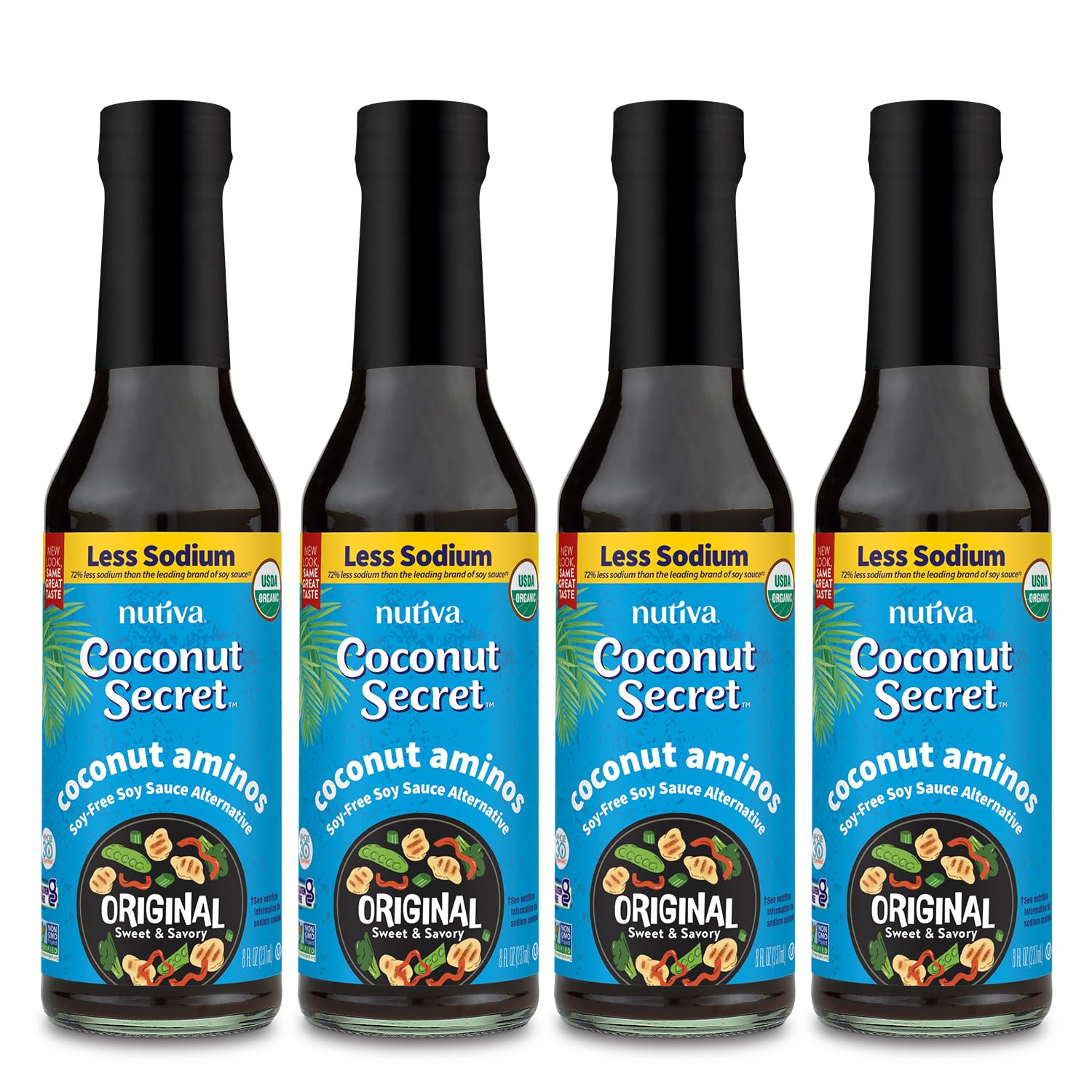 Nutiva Coconut Secret Aminos bottle ready to season sauces with soy-free flavor