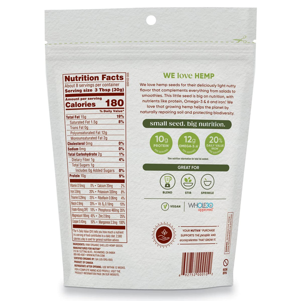 Nutiva hemp seed shelled on yogurt for protein and texture