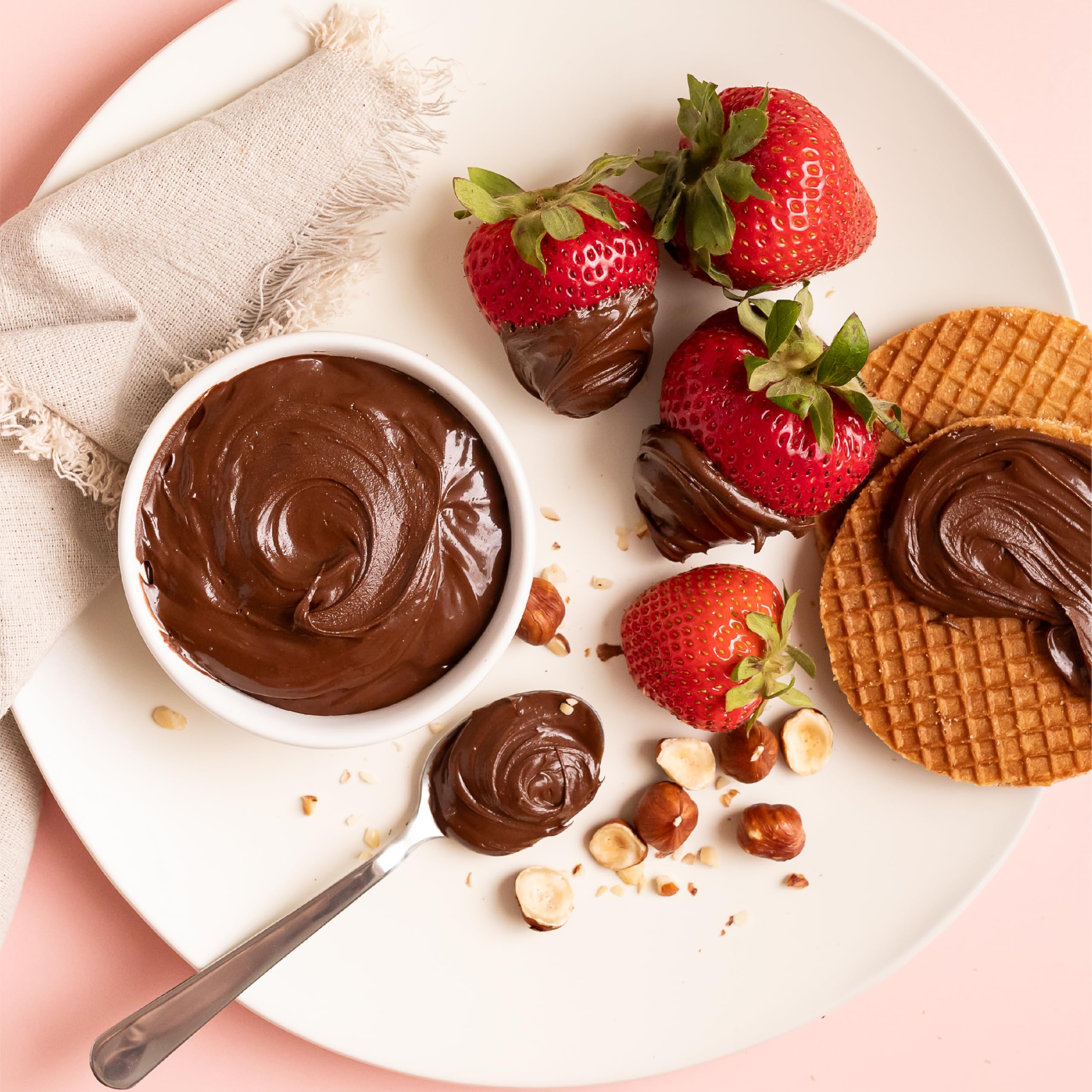Dessert drizzle with Nutlicious spread for cocoa depth.