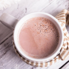 Nutmeg State Nutrition hot cocoa scoop in cup for quick protein boost