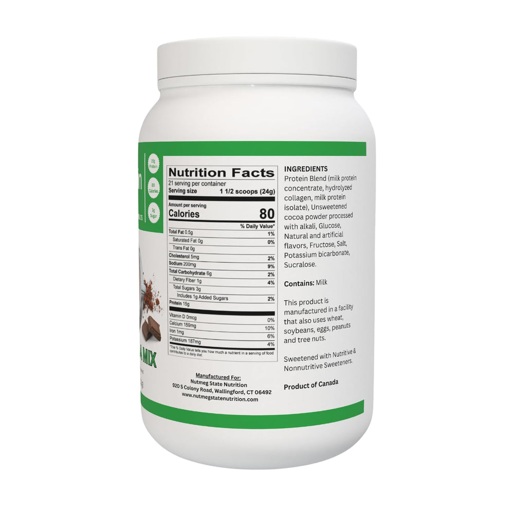 Nutmeg State Nutrition hot cocoa mug with steam for comforting indulgence