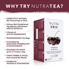 Nutra Tea Nutrauric nettle leaf close-up emphasizes herb-rich blend.