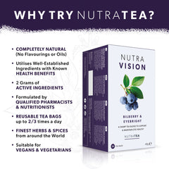 Nutra Tea Nutravision eyebright leaves visible in the blend for eye comfort potential.