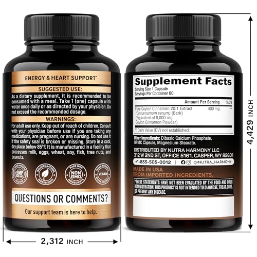 nutraharmony ceylon cinnamon capsules arranged for easy daily dose