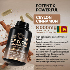 nutraharmony ceylon cinnamon pour image with simple daily dosage