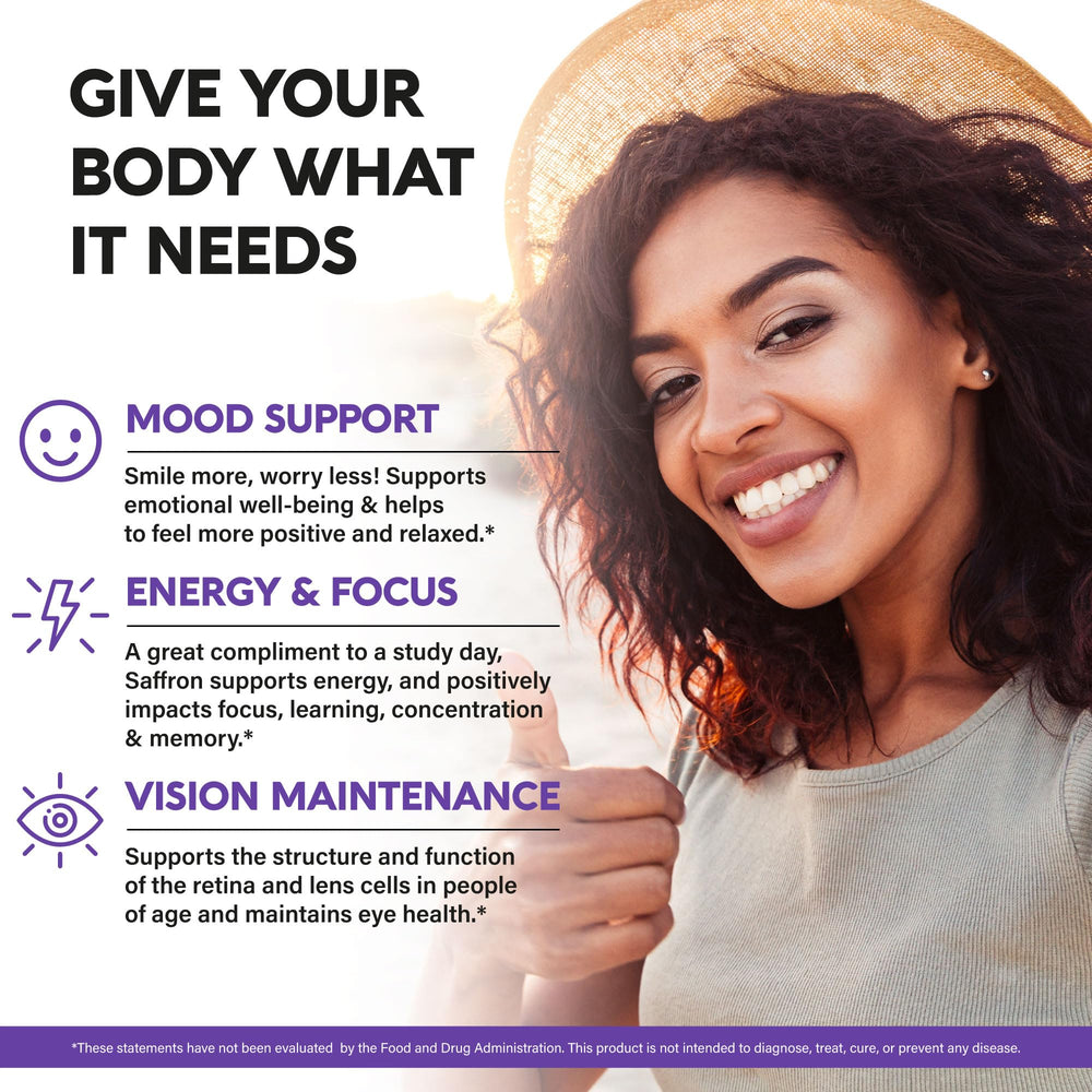 NUTRAHARMONY saffron capsules pouring for daily energy and alertness