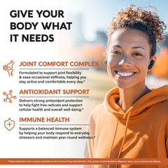 NUTRAHARMONY Turmeric ginger root image suggests daily immune and mobility support.