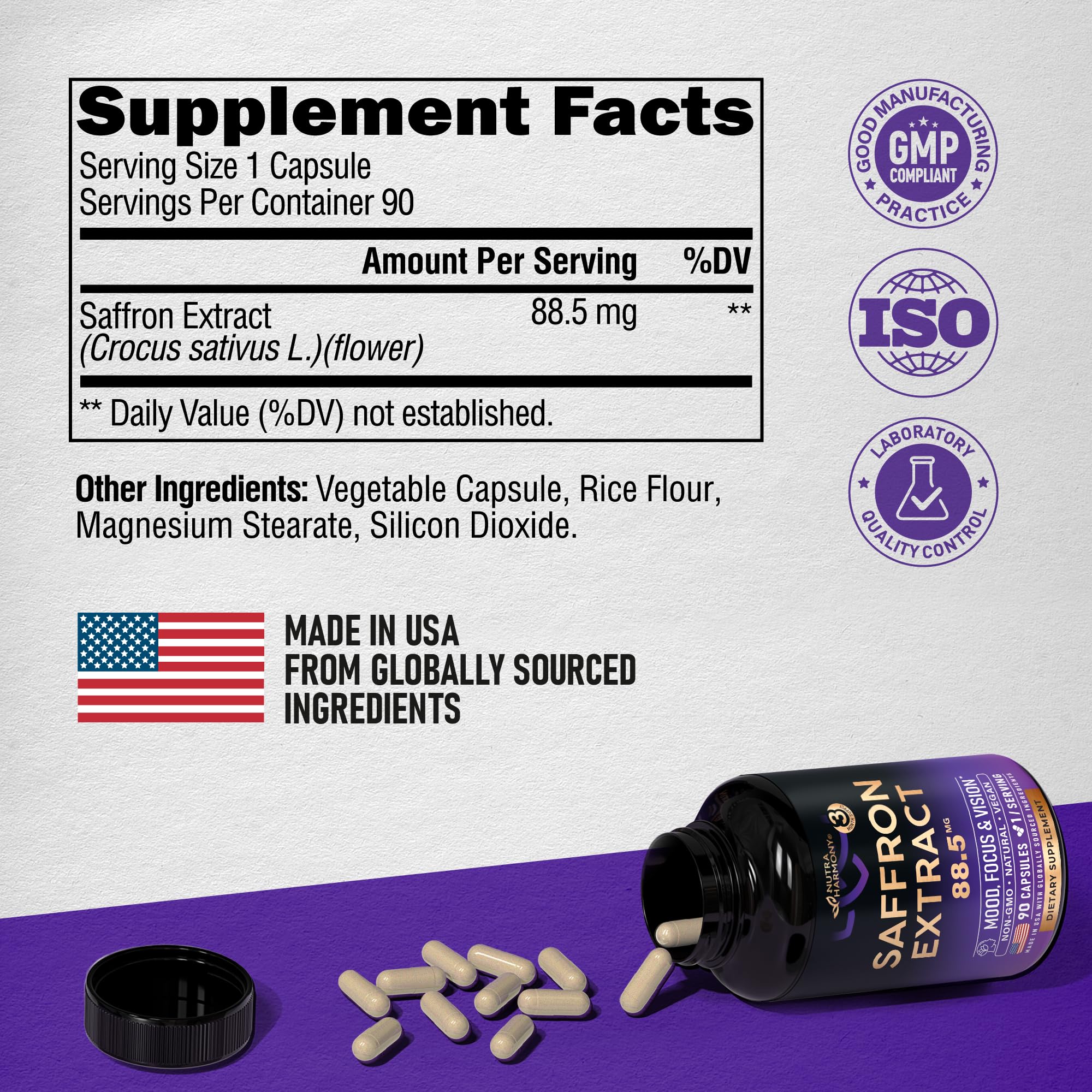 NUTRAHARMONY vegan non-GMO pills for dairy-free and gluten-free lifestyles