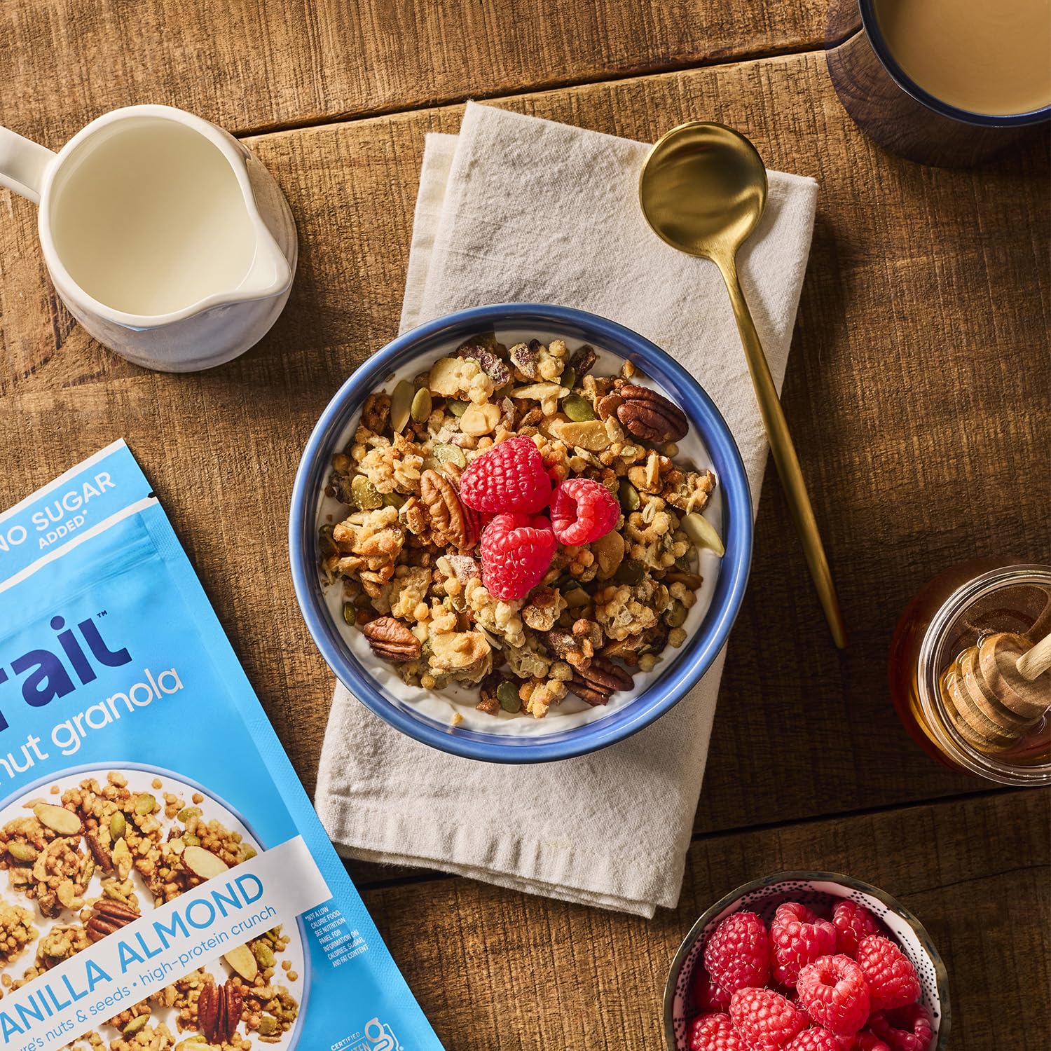 NuTrail granola with yogurt creates a nutritious morning.