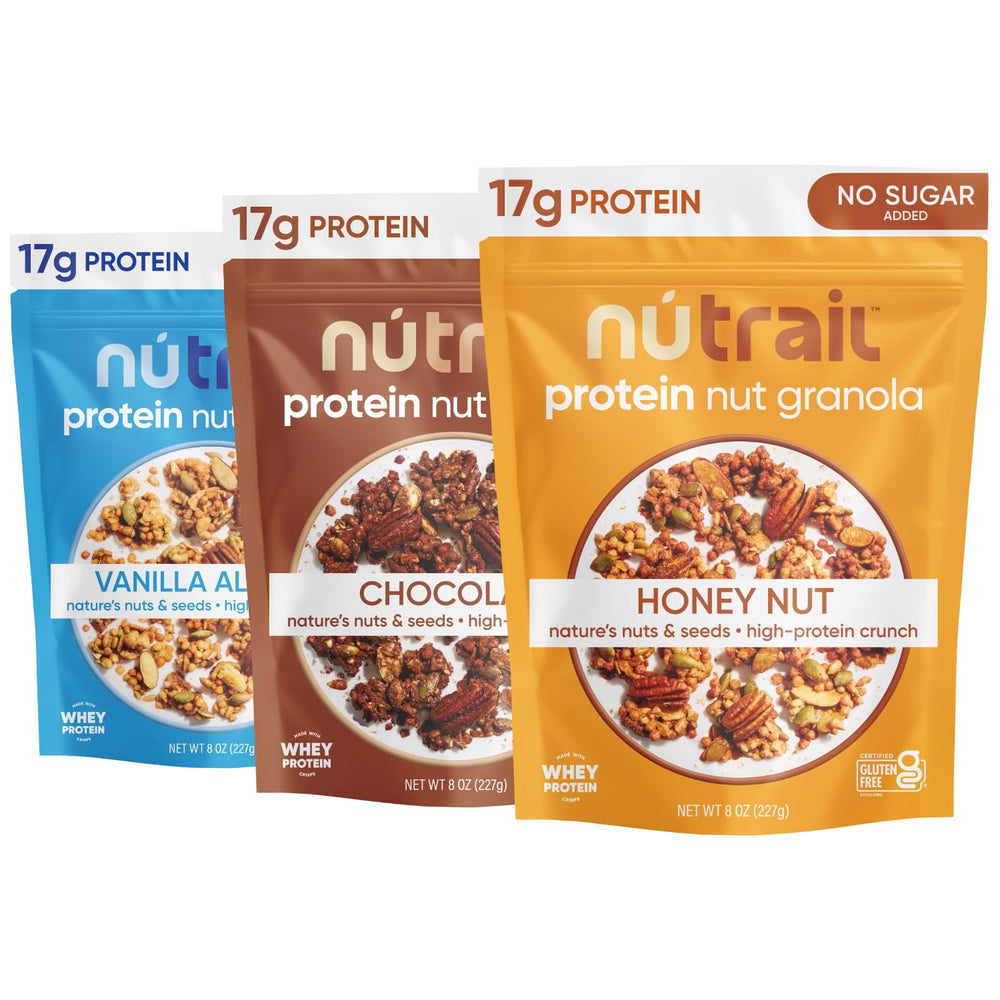 NuTrail Honey Nut Protein Nut Granola bag for on-the-go energy.