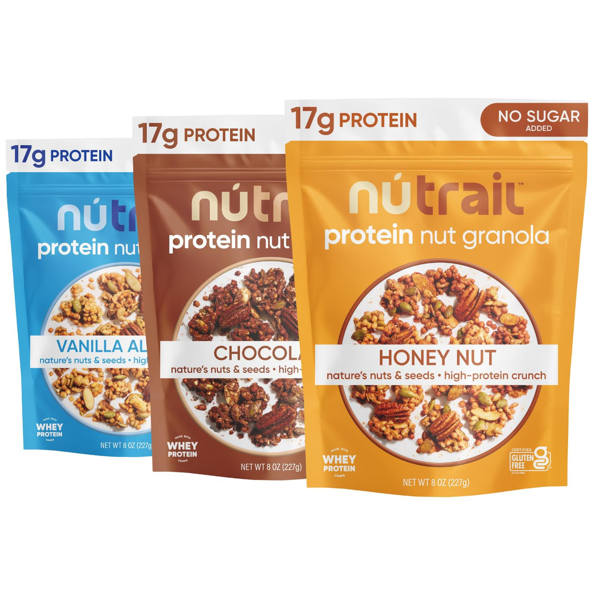 NuTrail Honey Nut Protein Nut Granola bag for on-the-go energy.