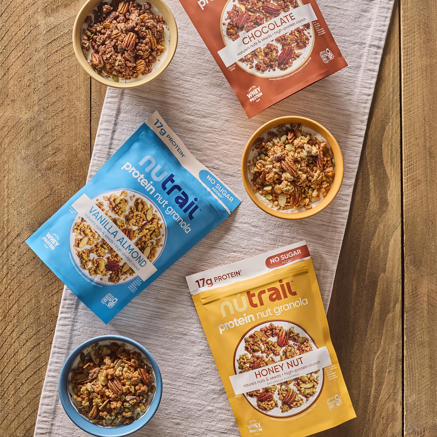 NuTrail variety pack with three bags for different mornings.