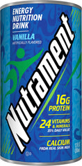 Nutrament Vanilla Nutritional Drink bottle showing creamy texture and on-the-go nutrition
