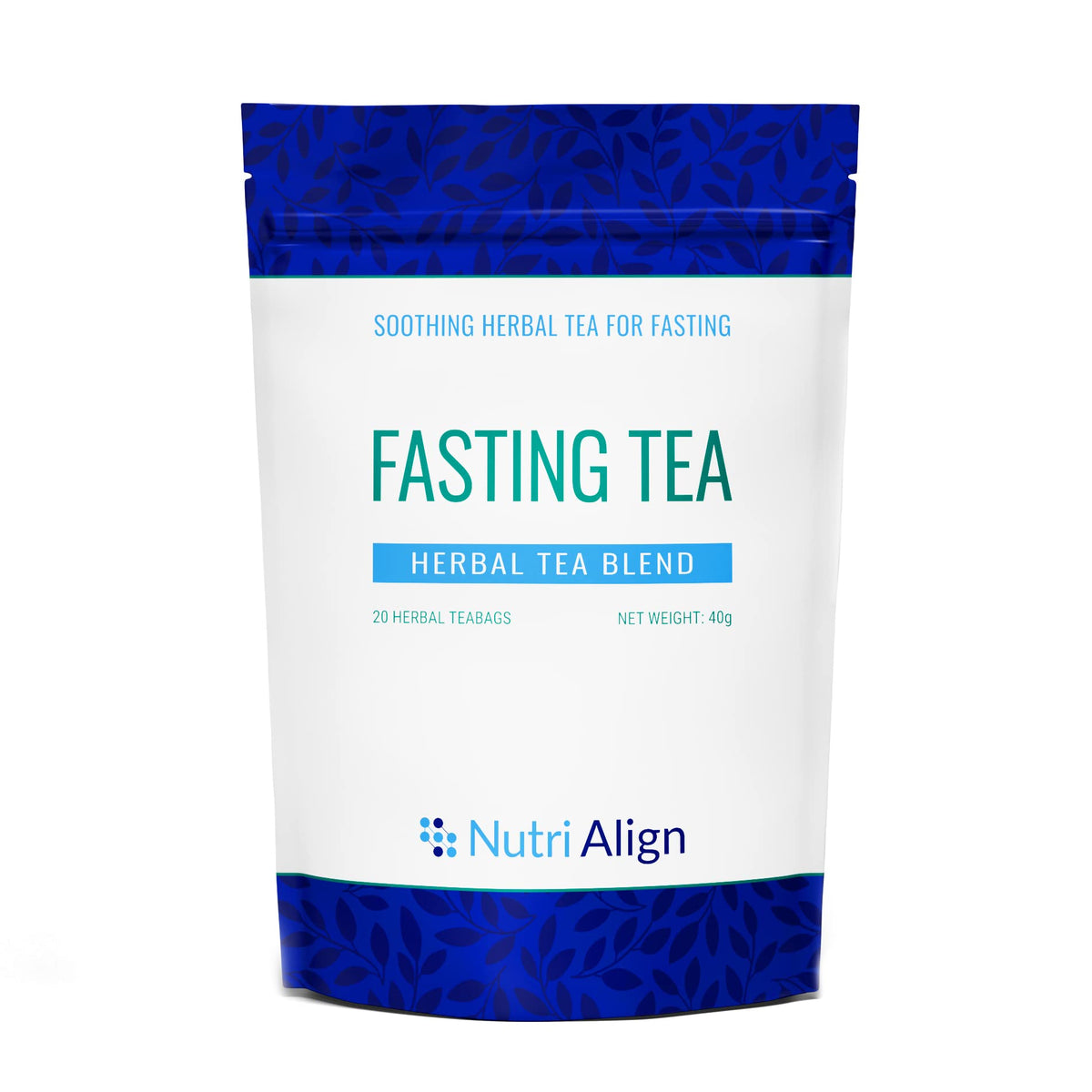 Nutri-Align Fasting Tea packaging with bags ready for a fasting routine.