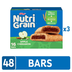 Nutri-Grain Apple Cinnamon nutrition panel indicates vitamins and minerals per serving.