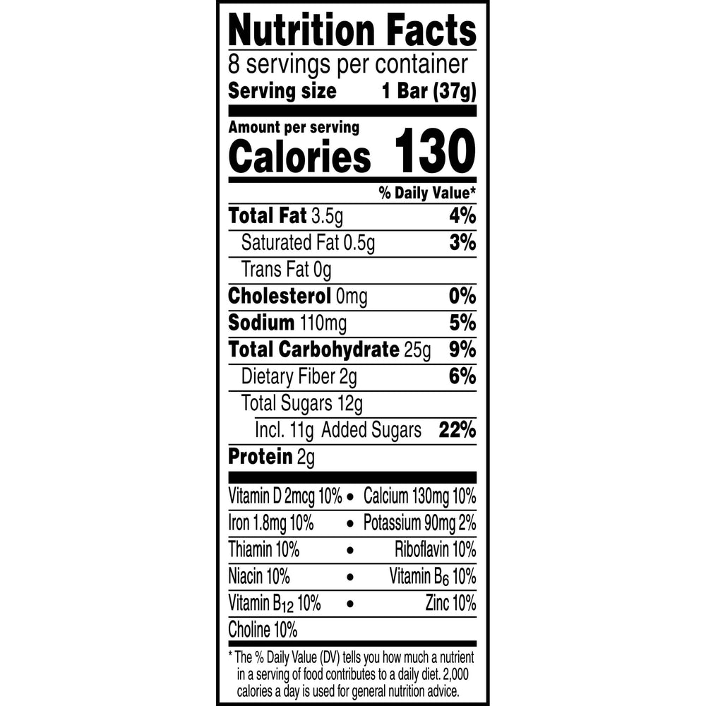 Nutri-Grain bars with whole grains ingredient list close-up