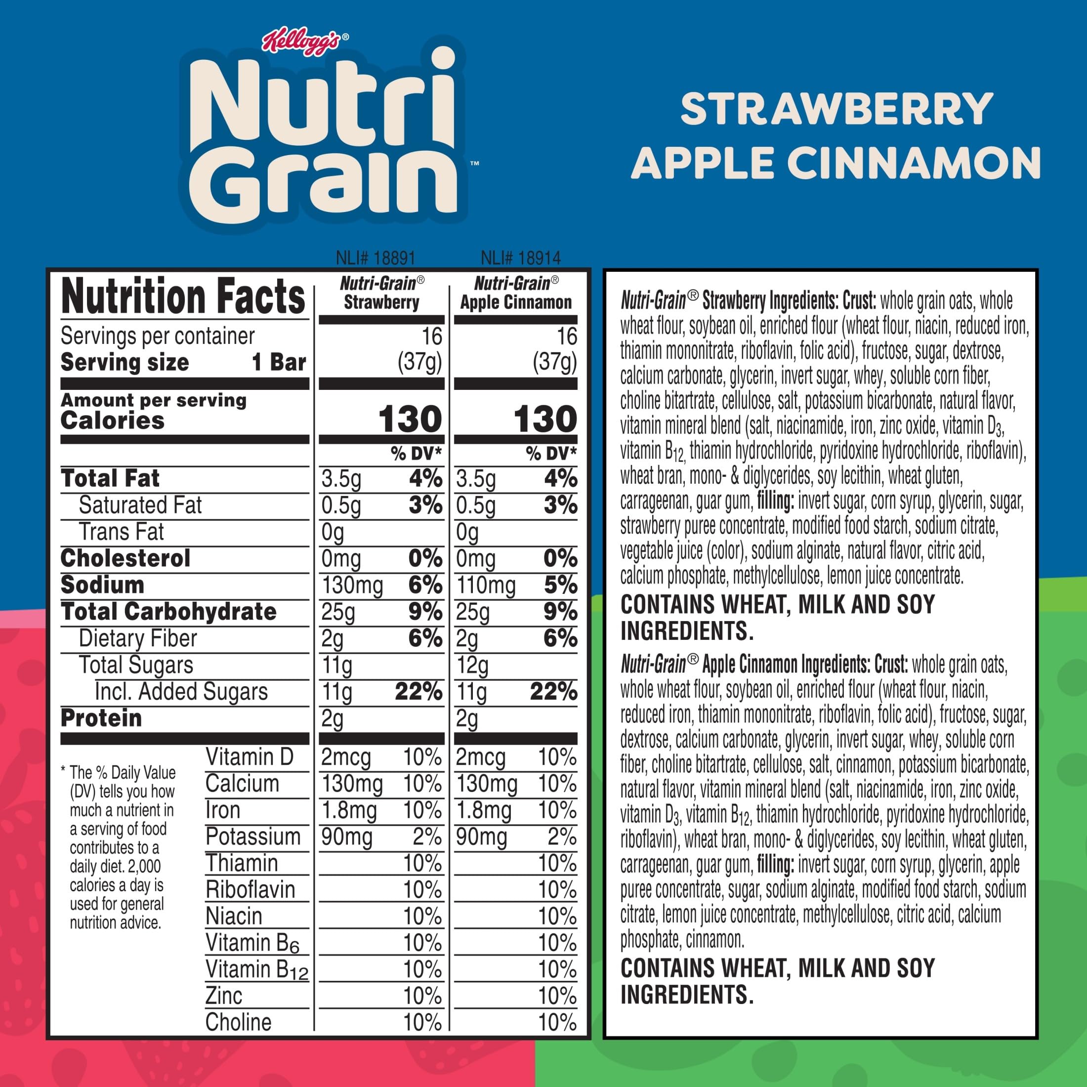 Nutri-Grain Apple Cinnamon bar close-up with visible filling.