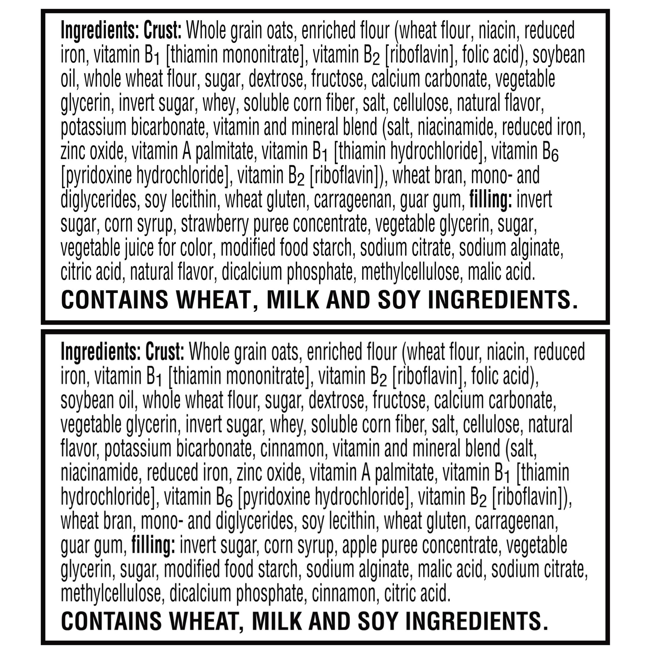 Nutri-Grain variety label displays strawberry and apple cinnamon flavors.