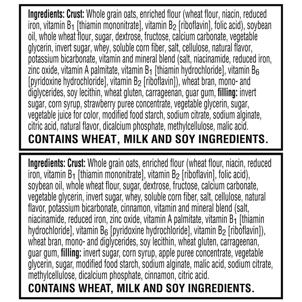 Nutri-Grain variety label displays strawberry and apple cinnamon flavors.