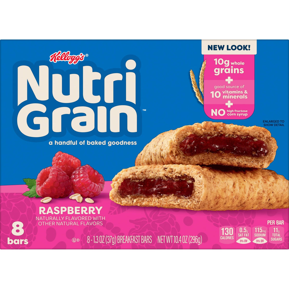 Nutri-Grain packaging close-up emphasizing freshness and convenience.