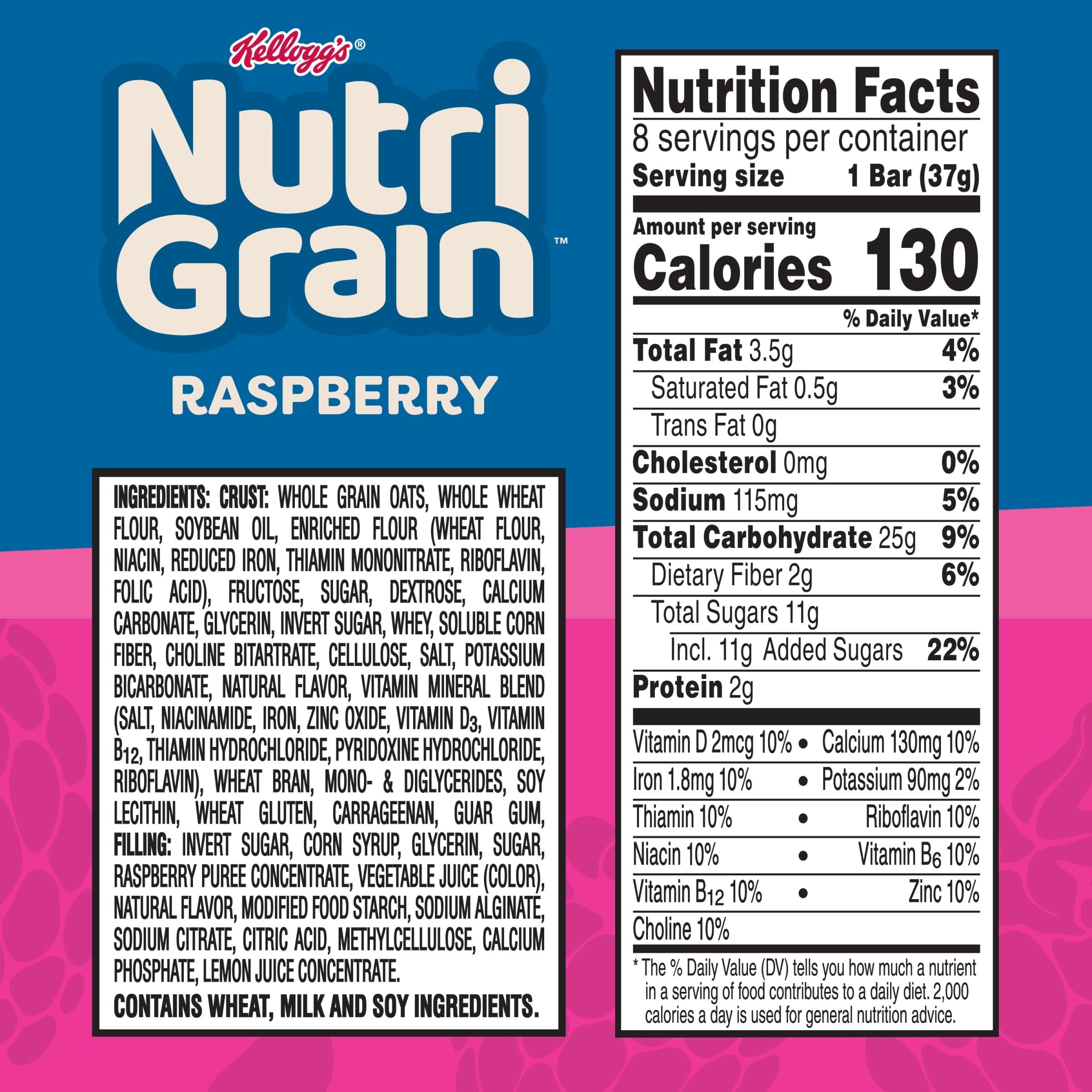 Nutri-Grain Raspberry Bars close-up of chewy crust and filling for snacking.
