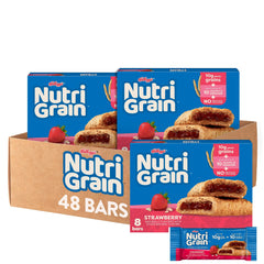 Nutri-Grain Soft Baked Bars packaging showcases whole grain goodness for busy mornings.