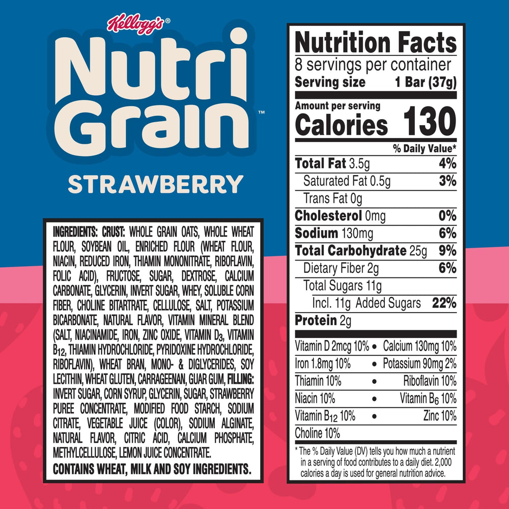 Nutri-Grain Strawberry bar close-up with chewy crust and strawberry filling