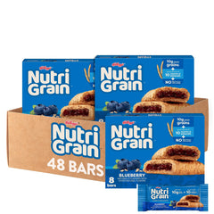 Nutri-Grain Soft Baked Blueberry Bars pack front shows convenient on-the-go breakfast.