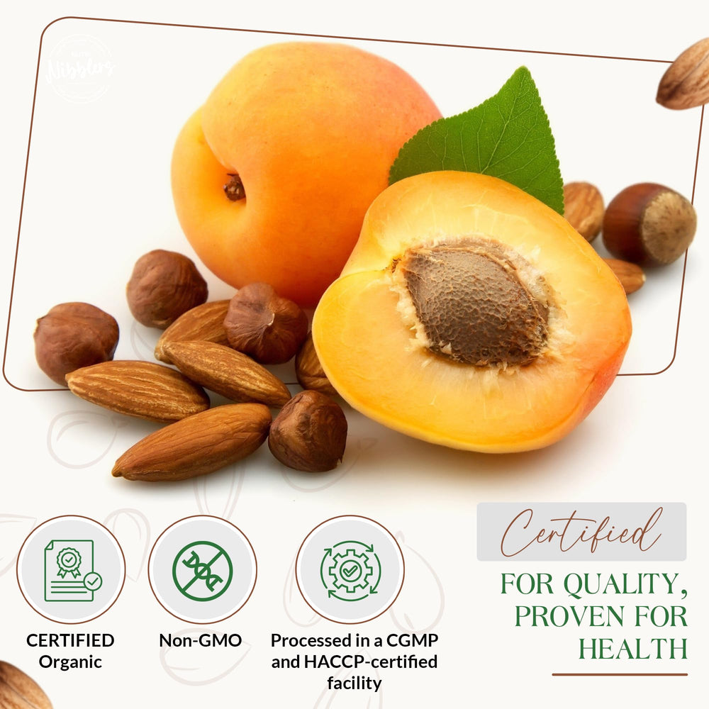 Nutri Nibblers apricot seeds in a bowl, ideal for creative recipes.