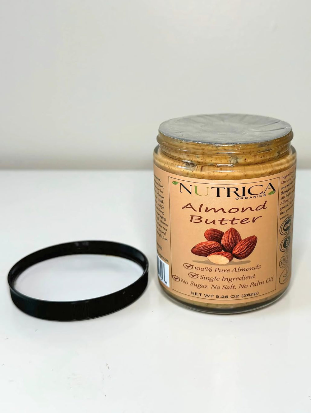 Close-up of Nutrica Organics double-sealed jar for freshness
