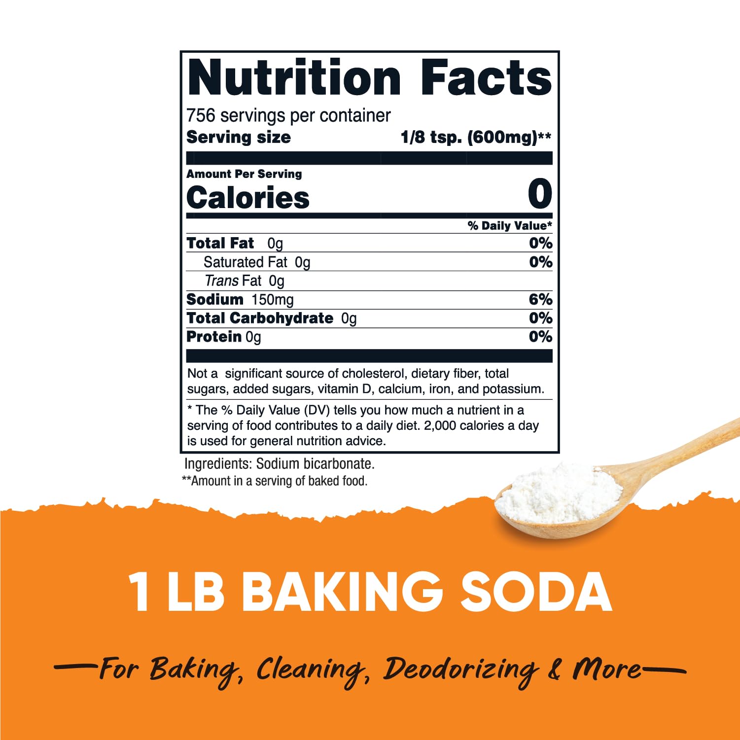 Nutricost baking soda being poured for versatile kitchen uses.