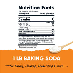 Nutricost baking soda being poured for versatile kitchen uses.