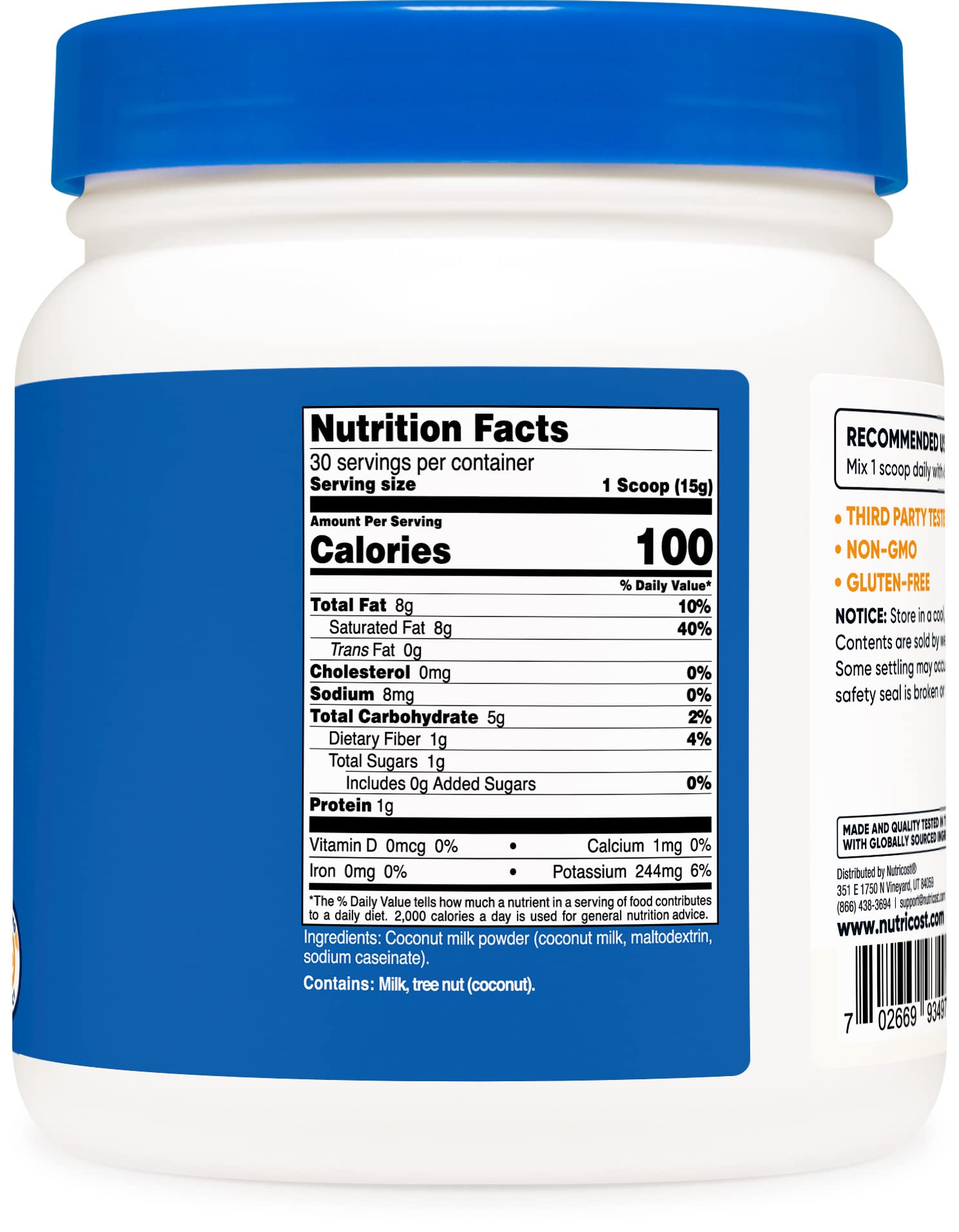 Nutricost Coconut Milk Powder 1lb scoop image for quick measuring in coffee and recipes