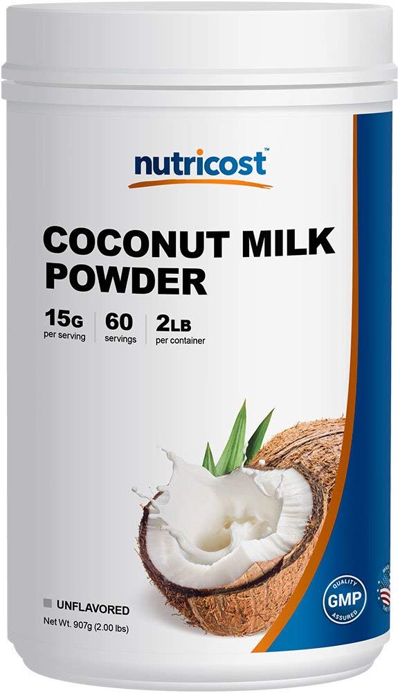 Nutricost Coconut Milk Powder packaging in a resealable container for freshness.