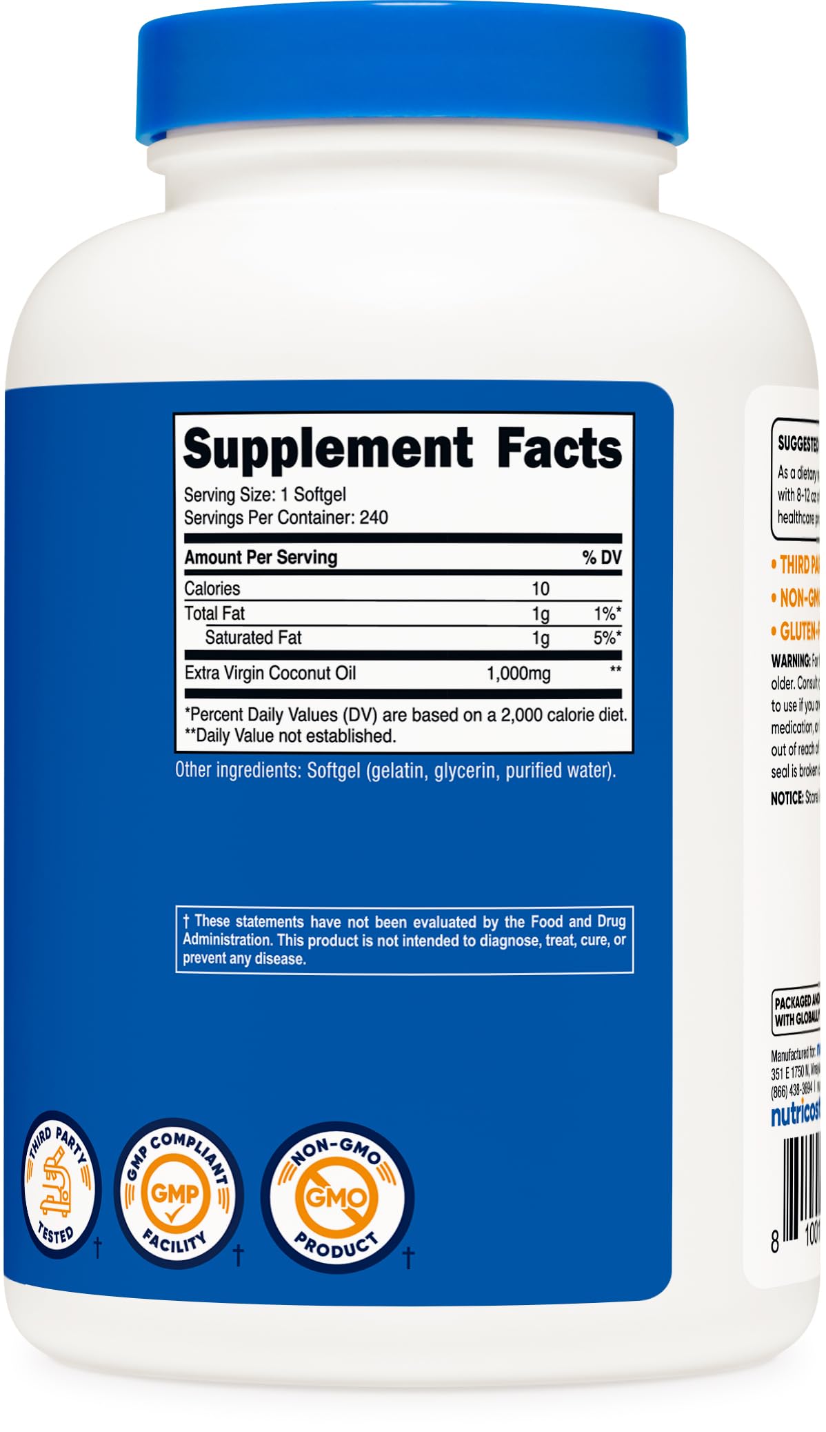 Nutricost serving count 240 per bottle supports routine supplementation
