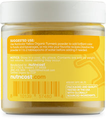 Nutricost Nutricolor yellow turmeric color swatches show vibrant yellow hue for baking